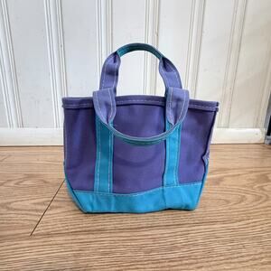 LLBean vintage mini short handled boat and tote purple blue purse bag